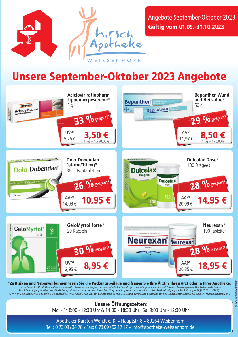 Hirsch-Apotheke-Weissenhorn-Flyer-September-Oktober-2023-Seite-1
