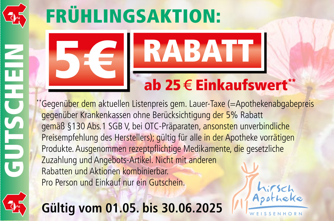 Hirsch-Apotheke-Weissenhorn-Gutschein Mai-Juni 2025