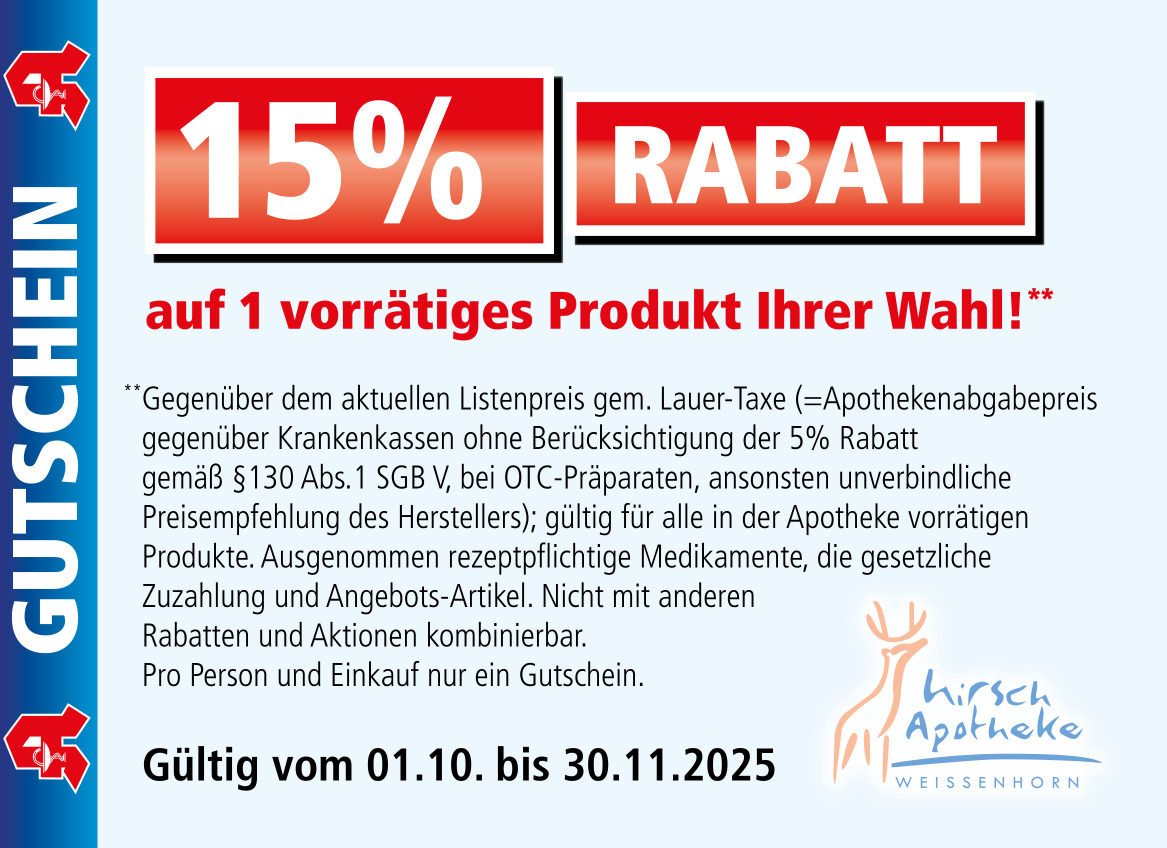 Hirsch-Apotheke-Weissenhorn-Gutschein Oktober-November 2025
