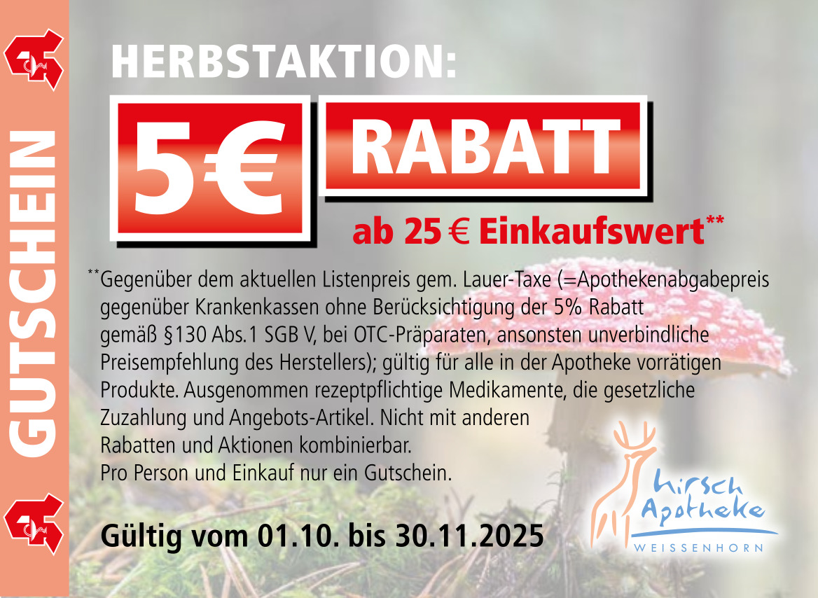 Hirsch-Apotheke-Weissenhorn-Gutschein Oktober-November 2025