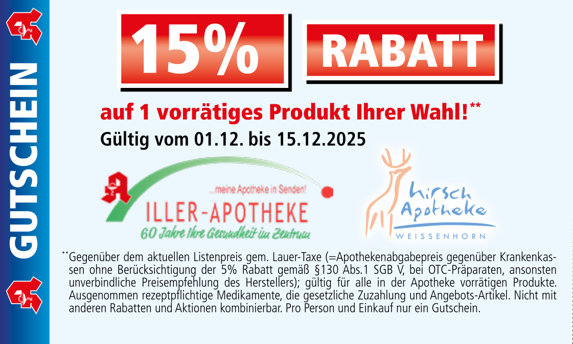 Hirsch-Apotheke-Weissenhorn-Gutschein Dezember 2025