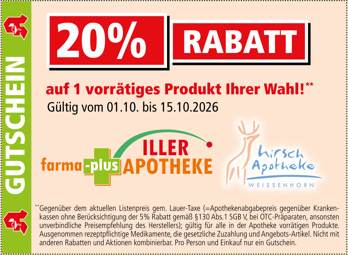 Hirsch-Apotheke-Weissenhorn-Gutschein Oktober 2026